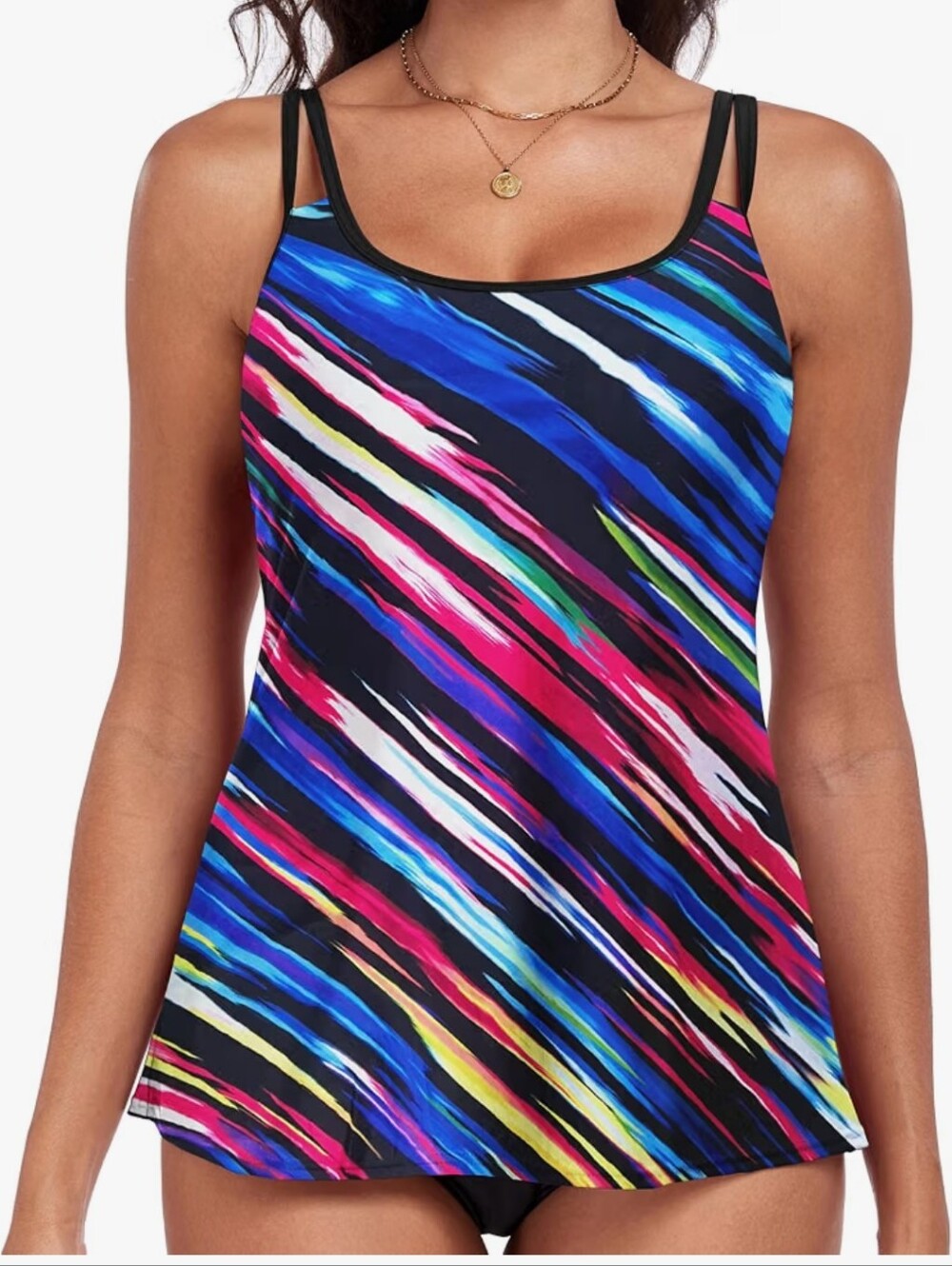 Multicolor Stripe Tankini Swim Top NWT Sz 22W